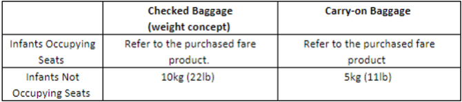 sas infant baggage